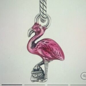 🦩Brighton Pink Flamingo Enamel Charm with Silver Accents